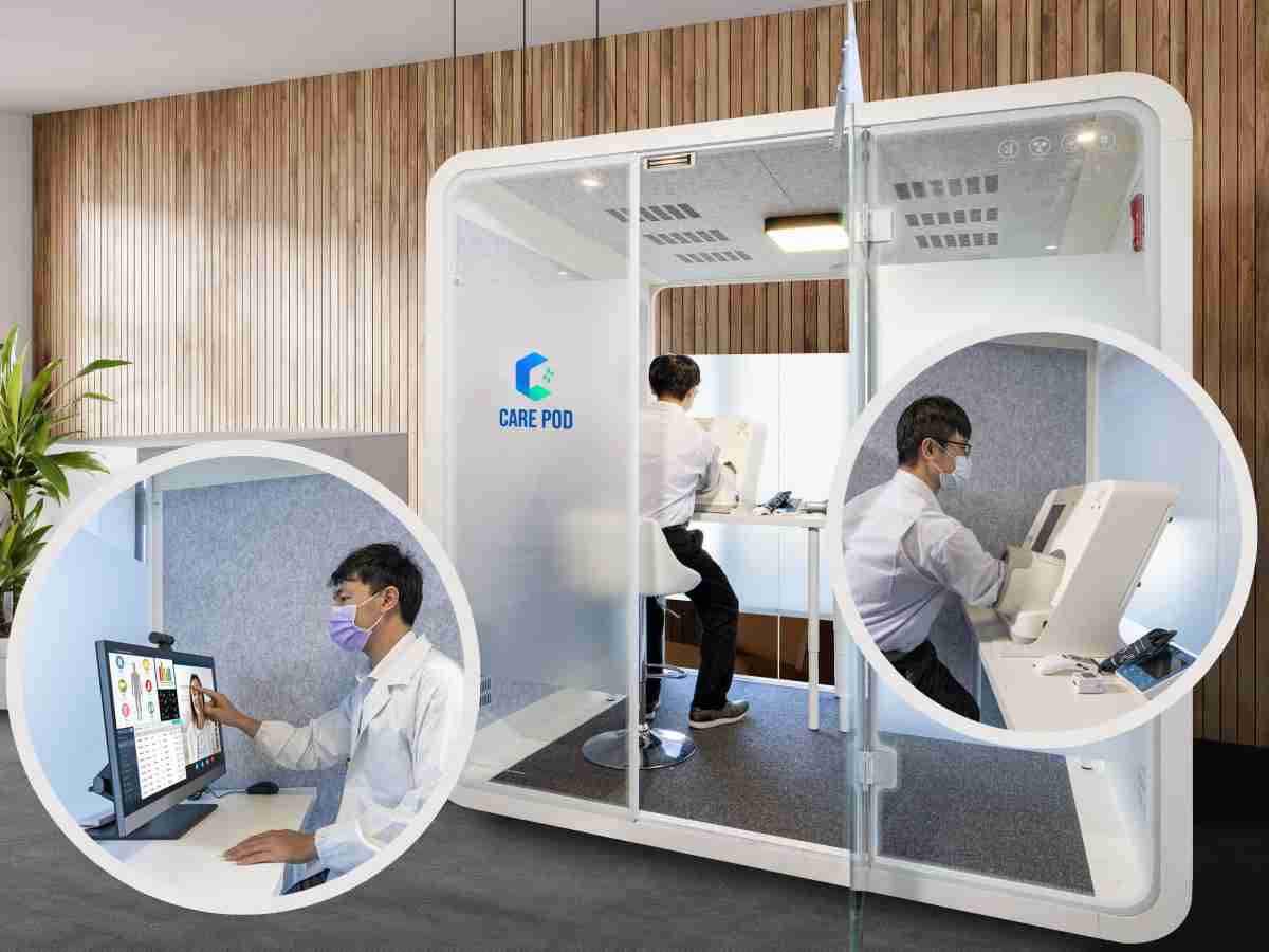 达擎于医疗科技展中展出＂远距诊疗舱＂，，，，以因应医疗数字化及社会高龄化趋势下、、、复诊及慢性病患等族群对于远距看诊需求逐渐升高所推出的创新整合方案。。。。多功能合一、、高隐私性的远距诊疗舱可根据病患端与医师端的不同需求，，提供弹性化及客制化功能，，节省医生和病患的精力及时间