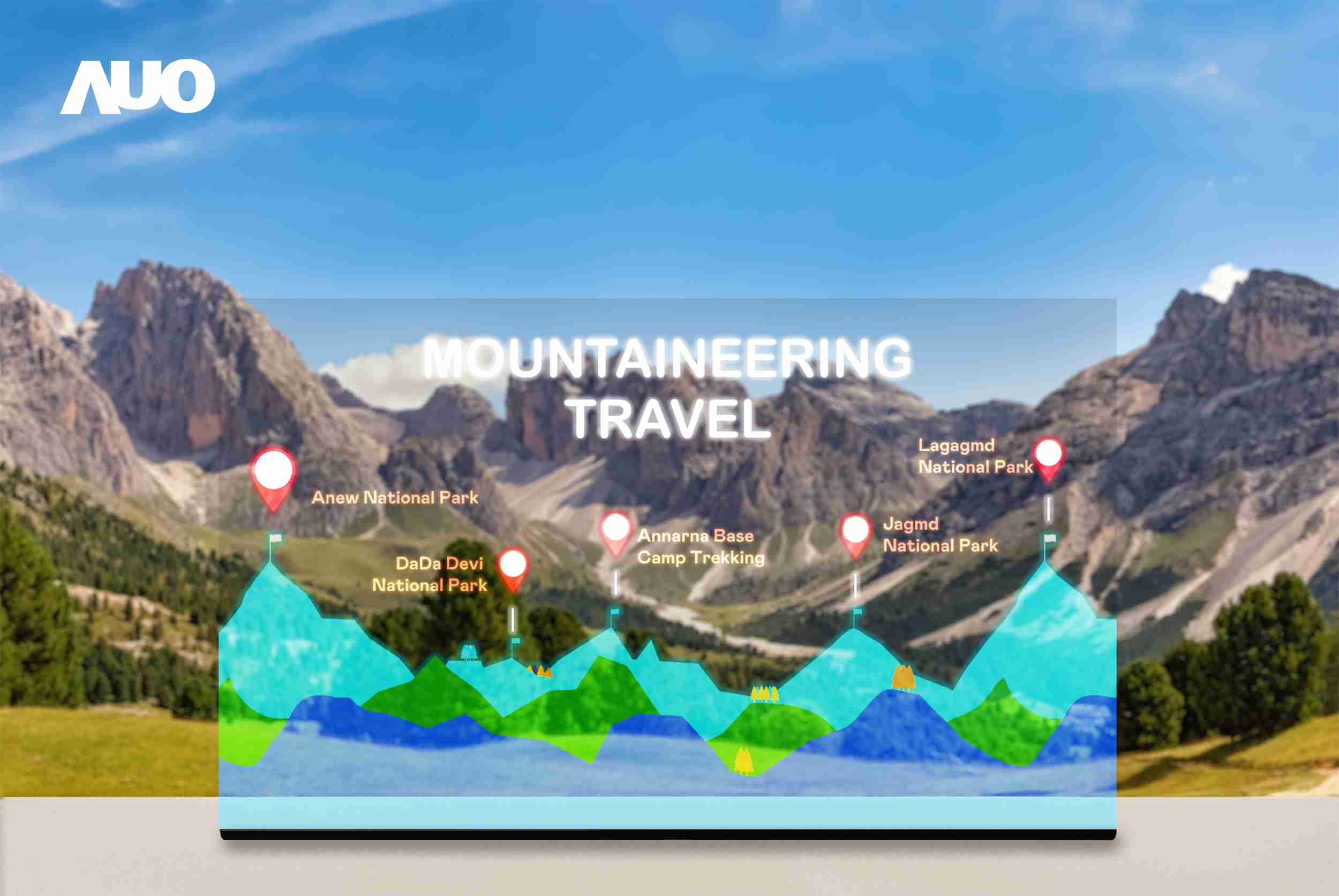 CG电子展示全球单片尺寸最大(*)42吋透明Micro LED显示器拼接而成的〝64吋透明Micro LED显示器〞，，，具备高透明度、、、、1,000 nits高亮度、、、、广色域、、、采用三边无边框的无缝拼接等多重特色，，，，呈现超高清、、细腻画质而不遮挡后方视觉，，满足层峰需求，，可广泛运用于零售、、、、艺术展览或商业空间等场域